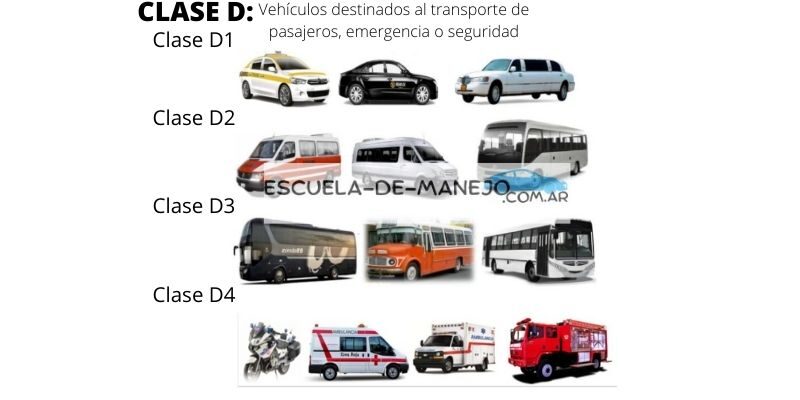 imagenes categorias clase d 1 d2 d3 d4 licencia de conducir argentina