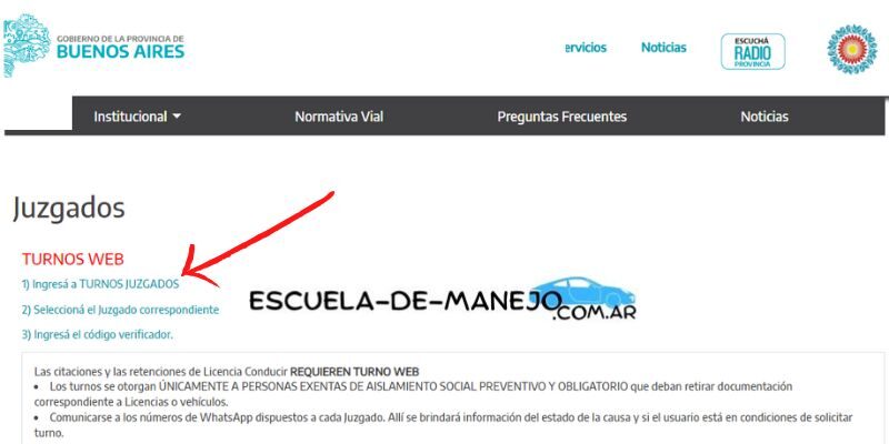 sacar turno juzgado para descargo multas provincia