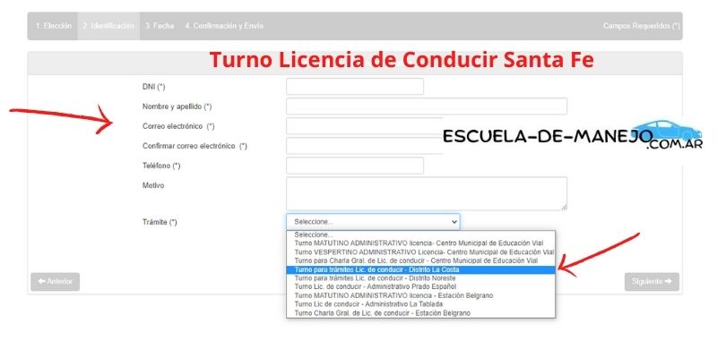 pasos para turno licencia de conducir santa fe